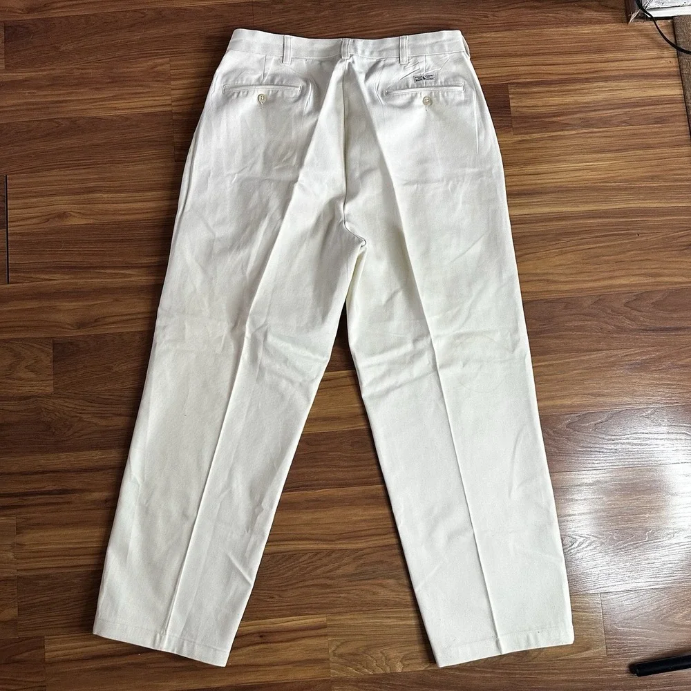 Vintage Polo Ralph Lauren Andrew Pants Mens 32x30 Ivory Khaki Double-Pleated